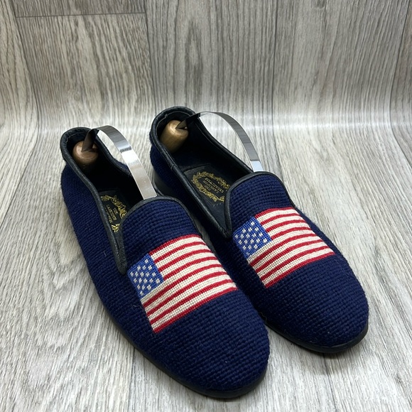 Navy Blue Loafers with American Flag Design - Picture 1 of 9